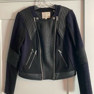 Rebecca Taylor Jacket - Twill Leather & Glazed Tweed Moto